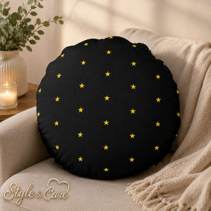 Elegant Celestial Star Pattern Round Accent Pillow