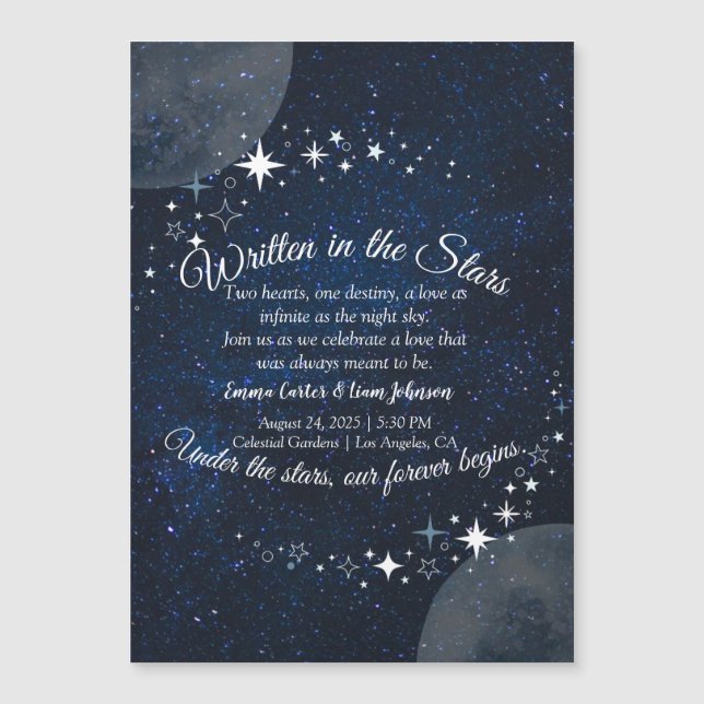 Elegant Celestial Starry Night Wedding Invitation  (Front)