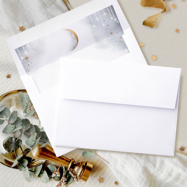 Elegant Celestial Stars and Moon Starry Night Envelope Liner (Creator Uploaded)