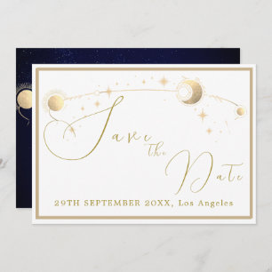 Elegant Celestial Stars Moon Evening Wedding Save The Date