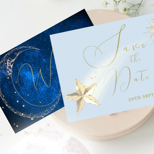  Elegant Celestial Stars Moon Evening Wedding Save The Date (Creator Uploaded)
