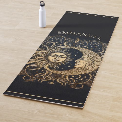 Elegant Celestial Sun Moon Personalized Yoga Mat