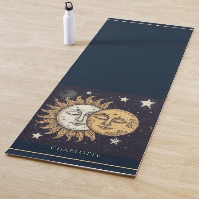 Elegant Celestial Sun Moon Personalized Yoga Mat (In Situ)