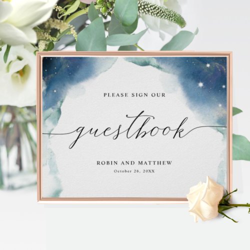 Elegant Celestial Watercolor Guestbook Sign