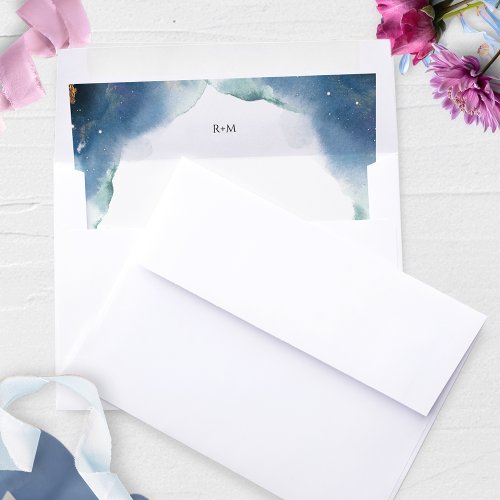 Elegant Celestial Watercolor Starry Night Wedding Envelope Liner