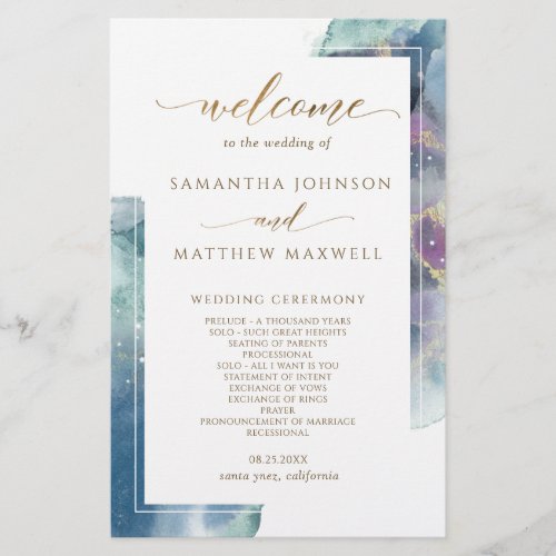 Elegant Celestial Watercolor Wedding Program