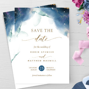 Elegant Celestial Watercolor  Wedding Save The Date
