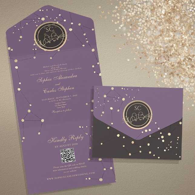 Elegant Celestial Wedding All In One Invitation (Creator Uploaded)