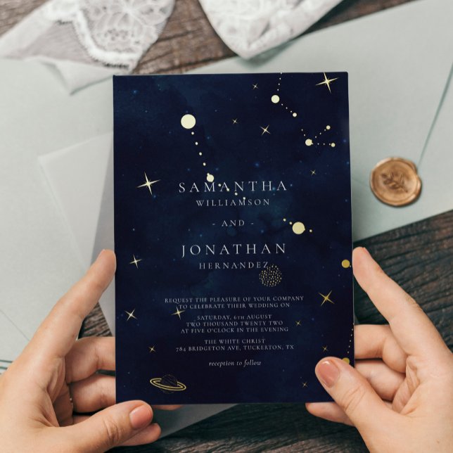 Elegant Celestial Wedding Gold Foil Invitation (Creator Uploaded)