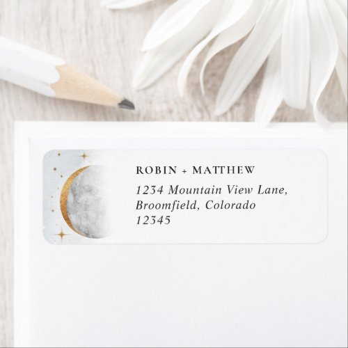 Elegant Celestial Wedding Return Address Label