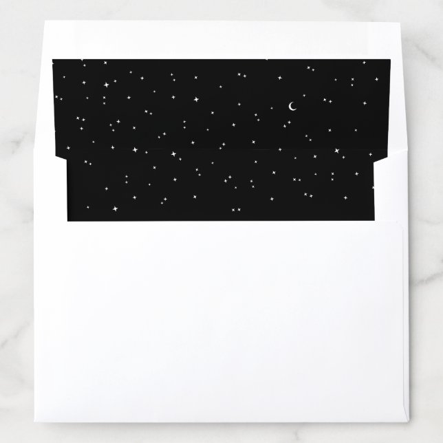 Elegant Celestial White & Black Wedding Envelope Liner (In Envelope)