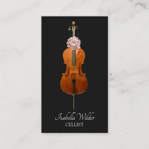 Elegant Cellist  Black Business Card