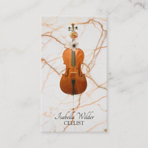 Elegant Gold and Marble Cello Musician Cellist Business Card