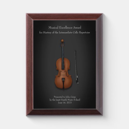 Elegant Cello Music Education  Performance Award Plaque