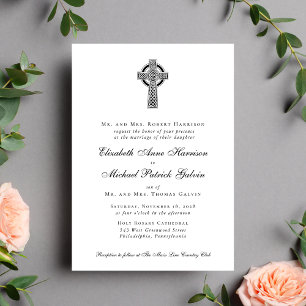 Elegant Celtic Cross Christian Wedding Invitation