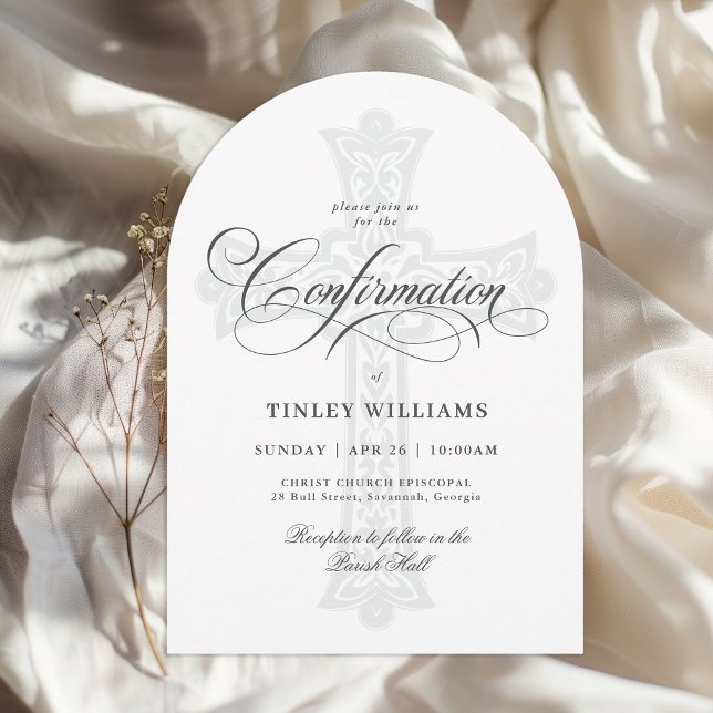 Elegant Celtic Cross Religious Confirmation Invitation (Available in both printed and instant download digital formats.)