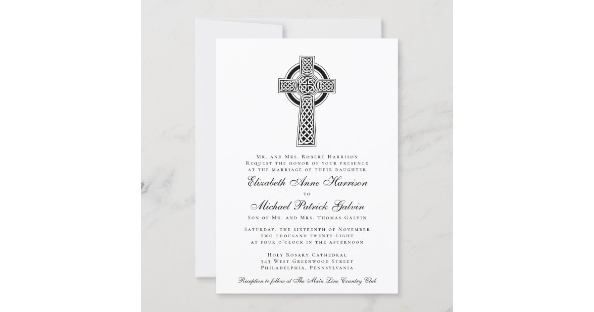 Elegant Celtic Cross Wedding Invitation | Zazzle