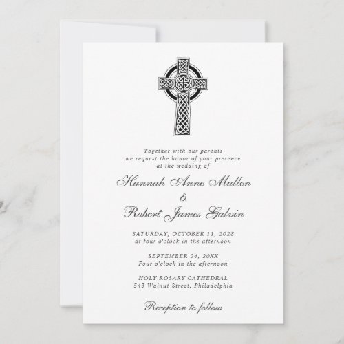 Elegant Celtic Cross Wedding Invitation