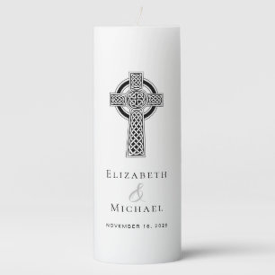 Elegant Celtic Cross Wedding Pillar Candle