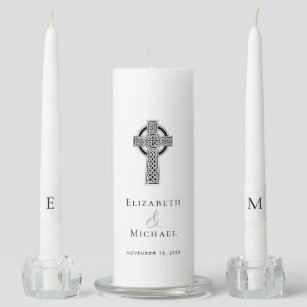 Elegant Celtic Cross Wedding Unity Candle Set