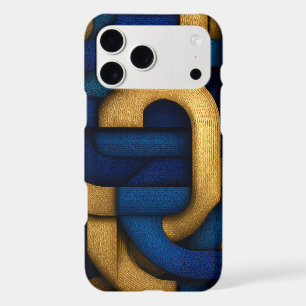Elegant Celtic-Inspired Blue Gold Braided Abstract iPhone 17 Pro Max Case