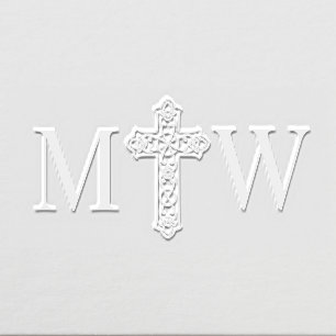 Elegant Celtic Knot Cross Couple 2 Init Monogram Embosser