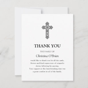 Elegant Celtic Knot Cross   Funeral Bereavement Thank You Card