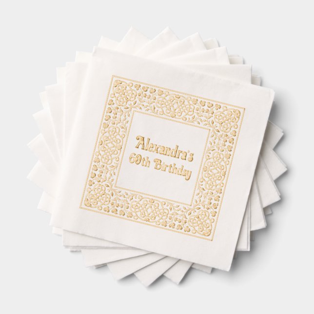 Elegant Celtic Knot Filigree Frame Birthday Party Foil Napkins (Insitu (Stacked))