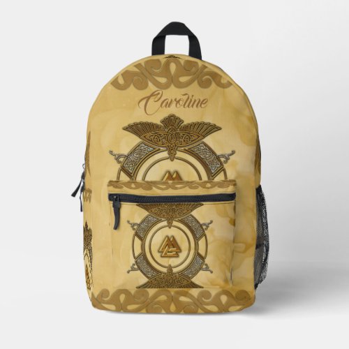Elegant celtic knot in golden colors printed backpack