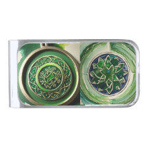 Elegant Celtic Knot Money Clip - Green & Gold