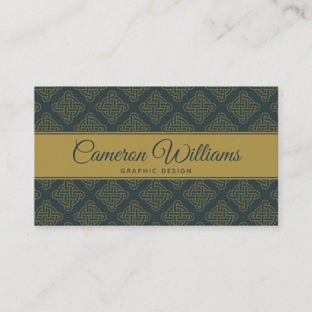 Elegant Celtic Knot Pattern Business Card (Front)