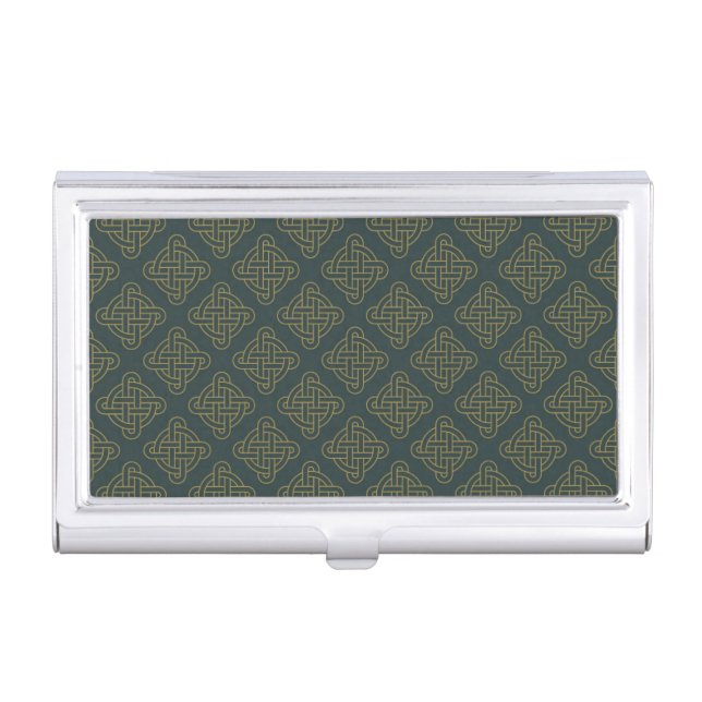 Elegant Celtic Knot Pattern Business Card Case (Front)
