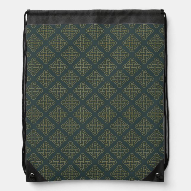 Elegant Celtic Knot Pattern Drawstring Bag (Front)