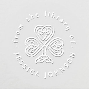 Elegant Celtic Knot Shamrock Custom Library Book Embosser