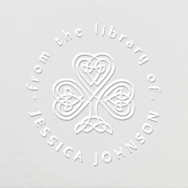 Elegant Celtic Knot Shamrock Custom Library Book Embosser (Design)