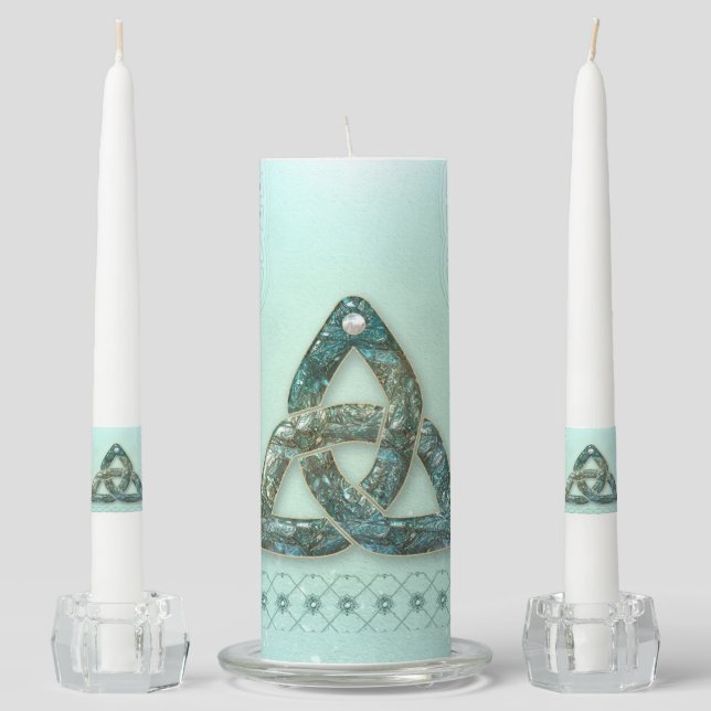 Elegant celtic knot unity candle set (Front)
