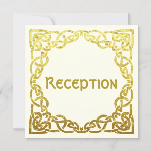 Elegant Celtic Wedding  Faux Gold  Reception Card