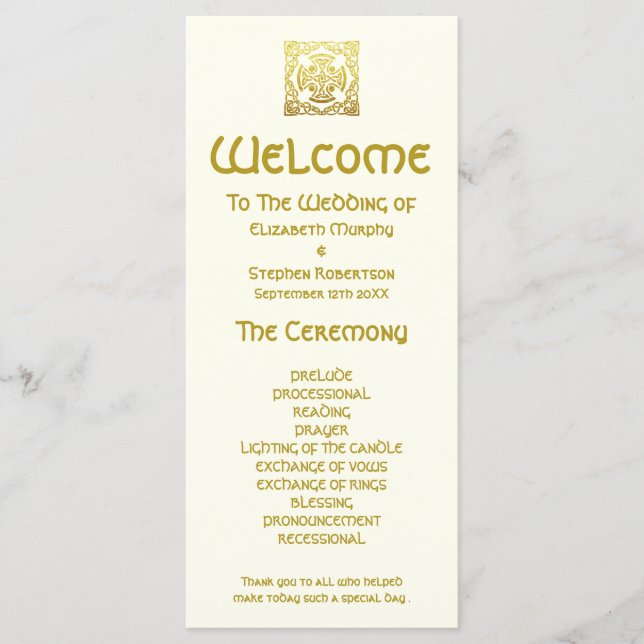 Elegant Celtic  Wedding Gold | Ceremony Program (Front)