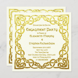 Elegant Celtic Wedding Gold Engagement Party Invitation