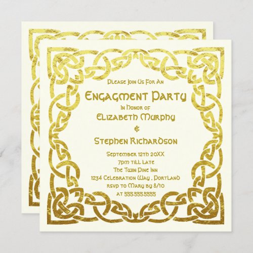 Elegant Celtic Wedding  Gold  Engagement Party Invitation