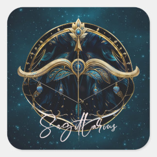 Elegant Centaur Zodiac Sign Black Gold Sagittarius Square Sticker
