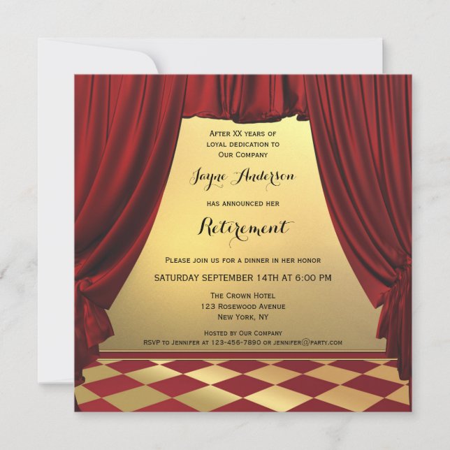 Elegant Center Stage Retirement Party Invitation (Front)