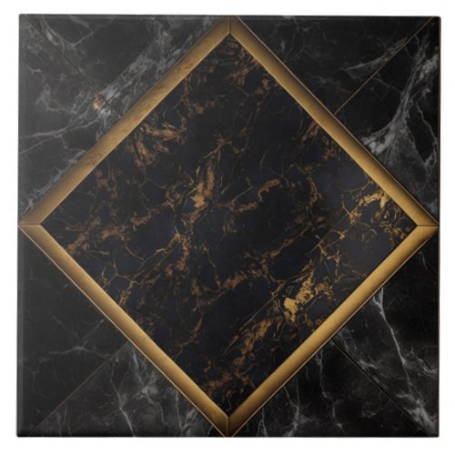 Elegant ceramic tiles black gold floor marble