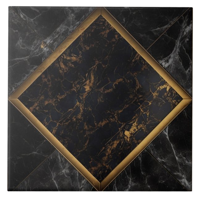 Elegant ceramic tiles black gold floor marble (Front)