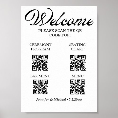 elegant ceremonyseating chartbarmenu qr code  poster