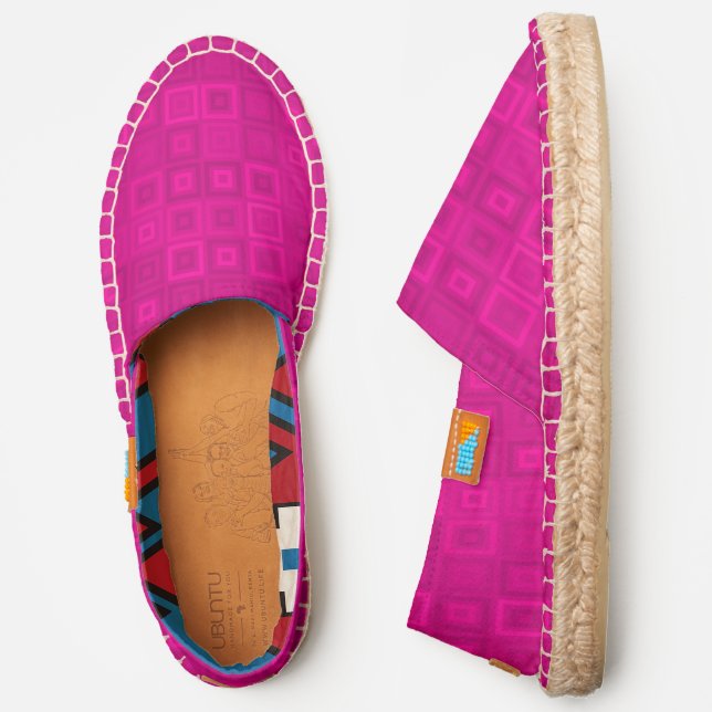 Elegant cerise bamboo grass pattern espadrilles (Side)
