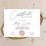 Elegant Certificate Award Initials Pink Wax Stamp<br><div class="desc">Elegant Certificate of Completion with trendy script font and feminine pink wax stamp. Perfect to create custom certificates of appreciation, awards or diploma. This professional course certificate award features modern calligraphy font, minimal layout and a blush pink wax seal badge with space for your logo or initials, creating a feminine...</div>