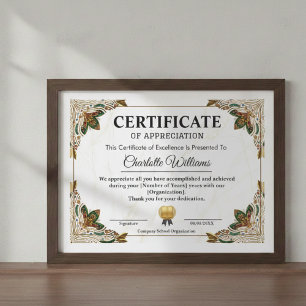 Elegant Certificate of Appreciation Award Template
