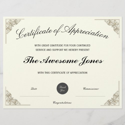Elegant Certificate of Appreciation w Custom Logo