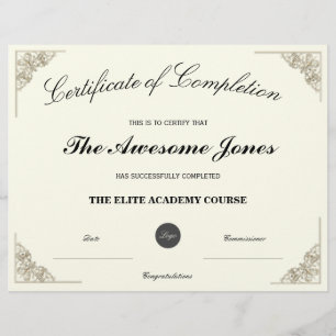 Elegant Certificate of Completion with Custom Logo